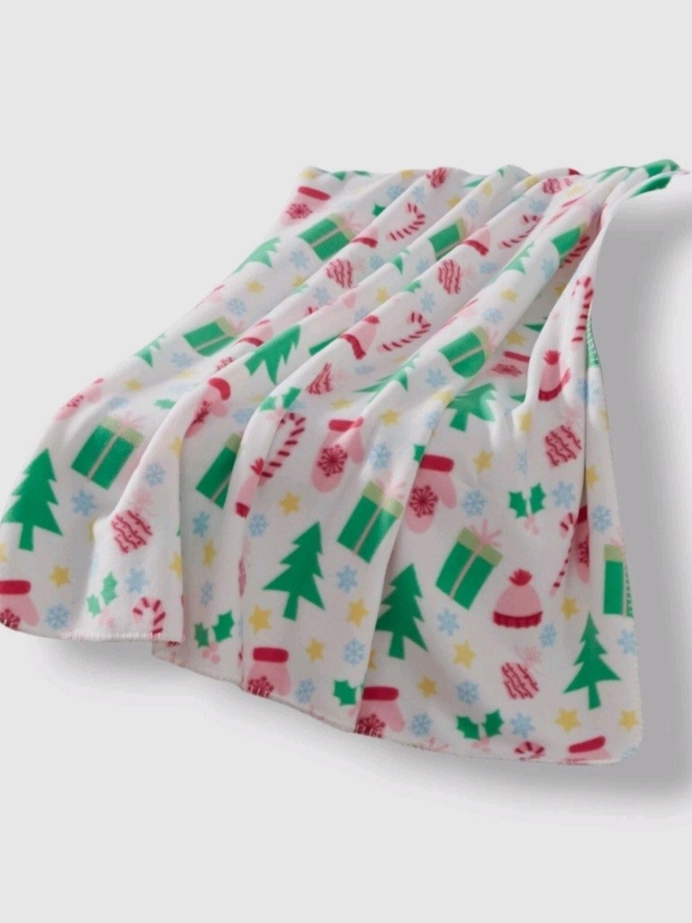 Birch Trail White Holiday Christmas Printed Fleece Throw. | 50" x 60" - Picture 6 of 6